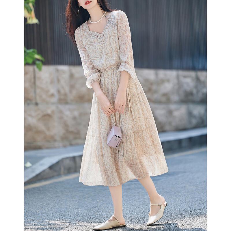 Demana Lightweight Floral Chiffon Puff Sleeve Dress
