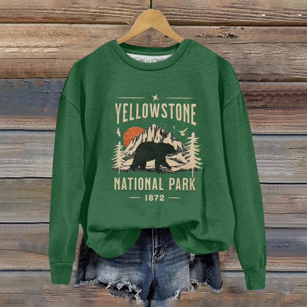 Women's Fashion  Printed Long Sleeve Loose Round Neck Sweatshirt Top