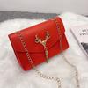 Stylish and elegant, easy to fit, shoulder women's bag, bag, deer head fringed decorative chain, magnetic buckle crossbody