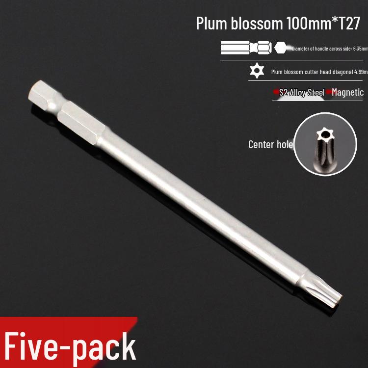Plum Blossom S2 Magnetic Hex Screwdriver Set - 6.35mm Pneumatic Drill Bit Set