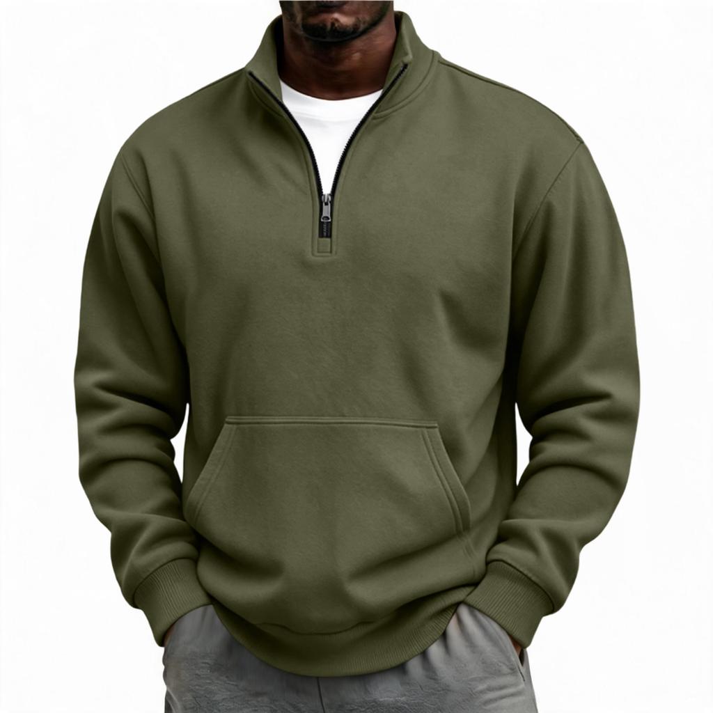 Men's Casual Half-Zip Sweatshirt with Stand Collar, Relaxed Fit