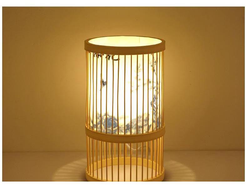 Chinese Zen Bamboo Weaving Table Lamp for Tea Room and Living Spaces