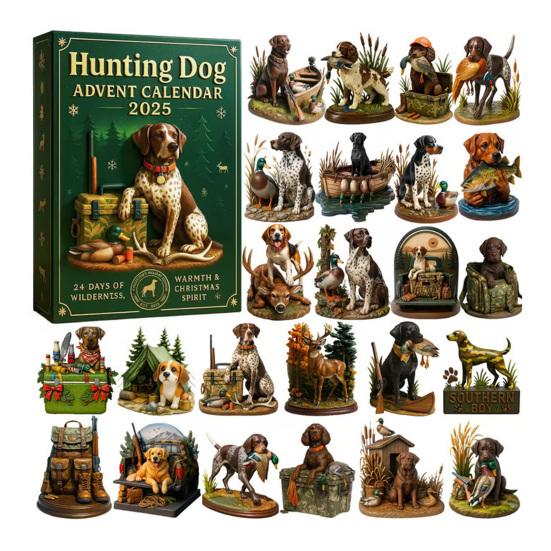 Hunting Dog Advent Calendar 2025 24 Days Acrylic Ornament with Canine Themes Christmas Countdown Decor for Tree Dog Lovers