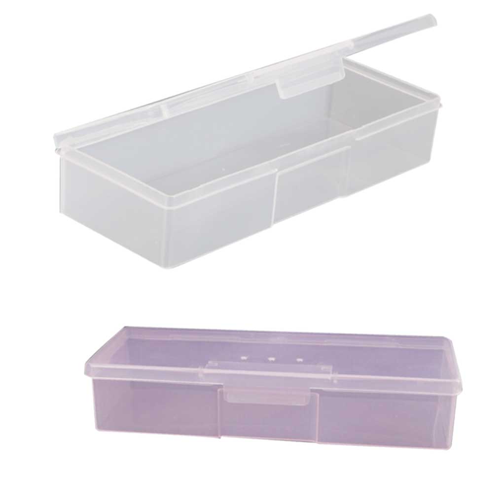 Art Rectangle Plastic Transparent Storage Box Rhinestone Brush Pen Buffer Grinding Files Container Case 19x7.5x3.8cm