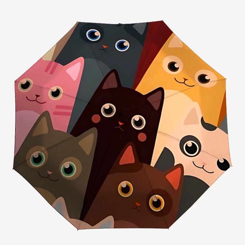 1pc Cats Pets Automatic Open/close Folding Compact Umbrella, 8-Rib Sturdy Canopy, Lightweight Portable, Everyday Use, Gift,134