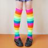 Regenbogenfarbene Socken Neue Herbst Winter Beinstulpen JK Mädchen Kurzer Rock mit Socken kombiniert Lolita Plüschsocken Warme Beinstulpen