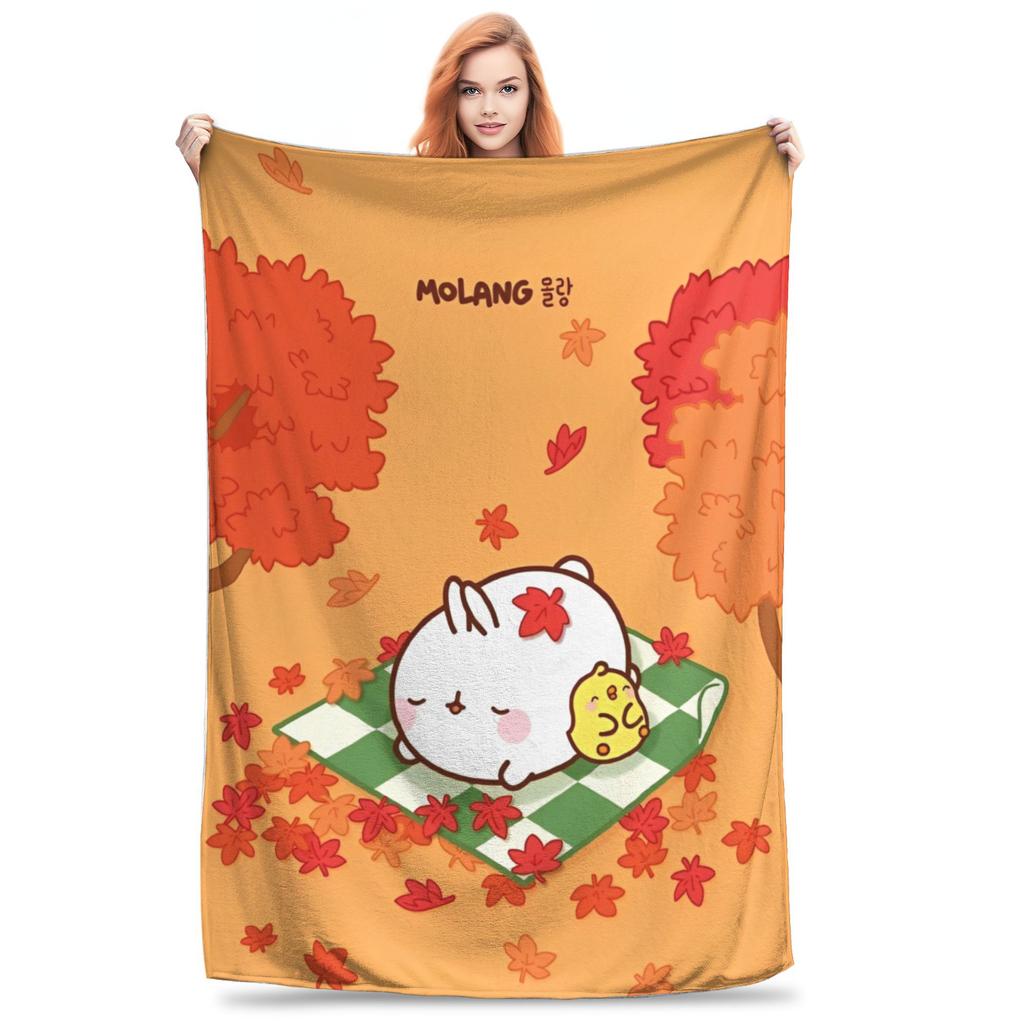 M-Molangs with Piupiu Flannel Throw Blankets  Blankets for Bed Car Warm Bedspread,