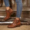 2025 New Fashion Retro Women's Fashion Block Heel Booties Fall New Round Toe Side Zipper Soft Slip Single Boots