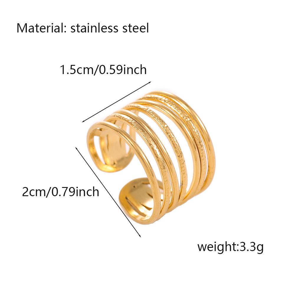 Trendy Women's Stainless Steel Open Ring, Multi-layer Intersecting Titanium Design, Non-fading