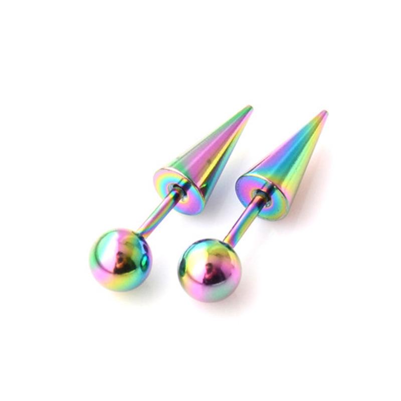 Trendy Titanium Steel Spike Earrings: Punk Gothic Irregular Stud for Men and Women.