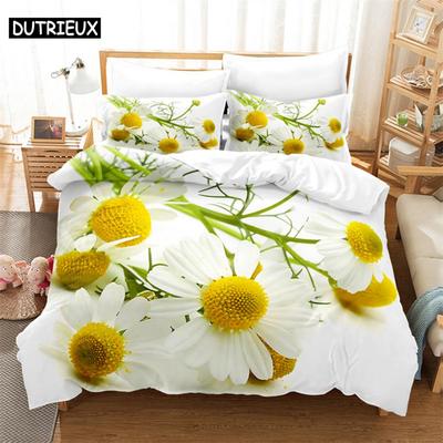 Weißes Gänseblümchen Queen Bettwäscheset Bettbezug Kinderzimmer Bettwäscheset Bettdeckebezug Set King Size Bettbezug Set Bettwäschesets
