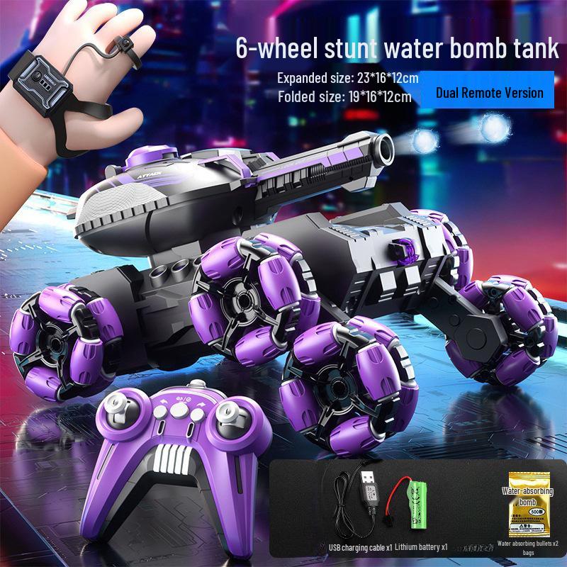 

Внедорожный трюковой танк с дистанционным управлением, управлением жестами и шестиколесным приводом Triple Lithium Battery