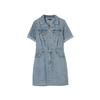 LAP Open Collar Roll-Up Short Sleeve Denim Dress As2Do563