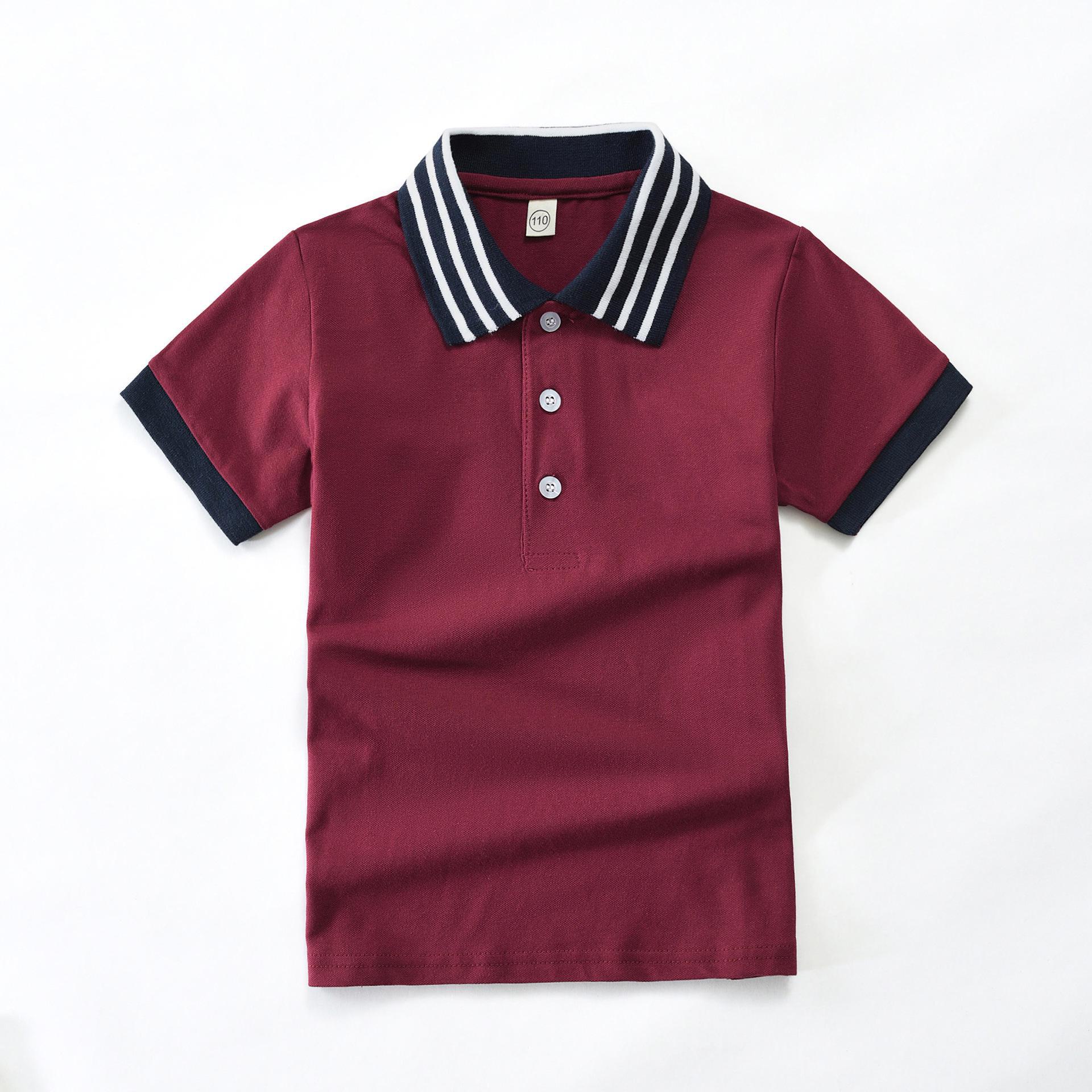 

Детская рубашка поло: Хлопковая форма с короткими рукавами для начальной и средней школы - белого или синего цвета (Размеры 100-190) Size 140cm