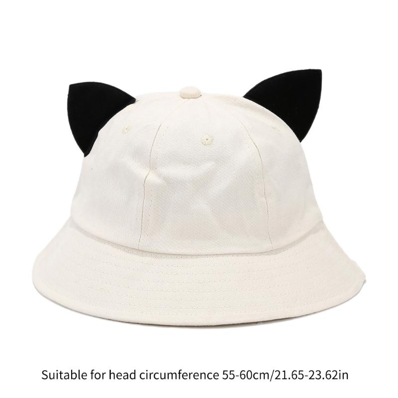 Unisex Harajuku Fischerhut Atmungsaktiver Fischerhut Sonnenhut Kätzchenohr-Dekore Sport Vintage Kätzchenohr