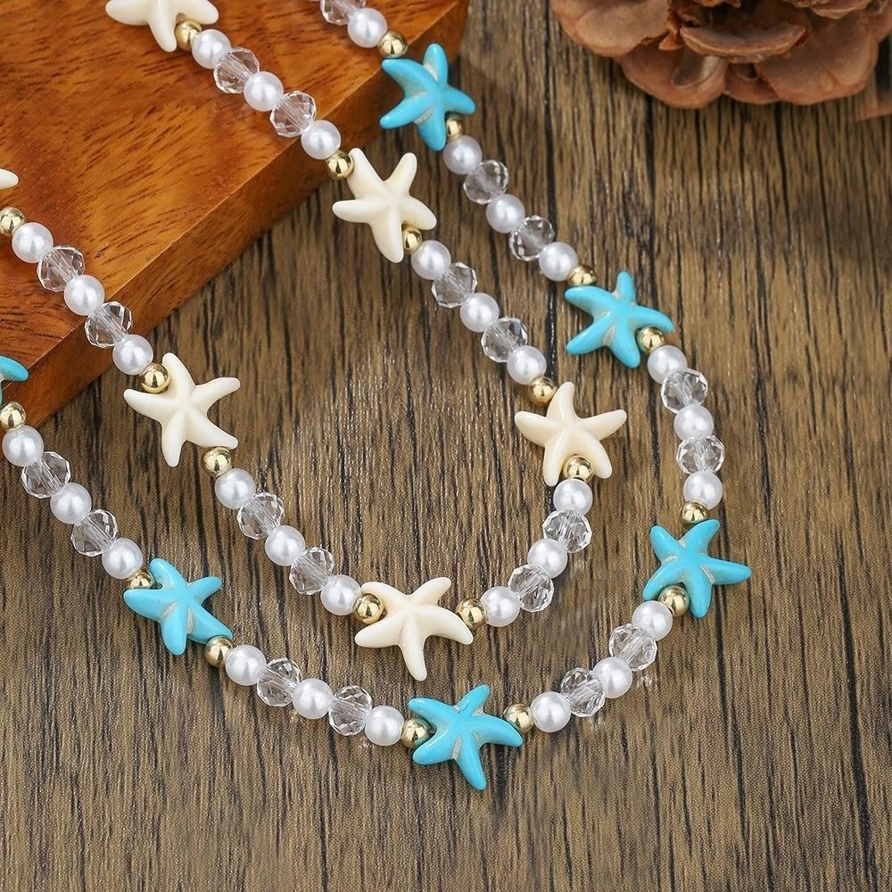 Adjustable Starfish Necklace Ornaments Beach Beaded Necklace Vintage Bohemian Style Necklace Women