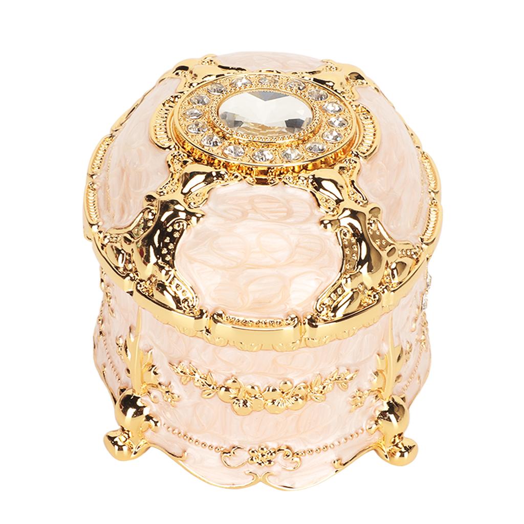 Vintage Jewelry Box Oval Trinket Metal Decorative Rings Necklace Organizer Box for Women Girls