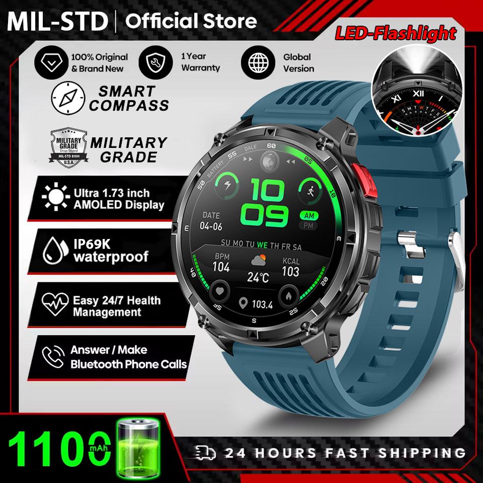 2026 New Outdoor 1100mAh Large Battery Watches Men GPS Compass Waterproof Sports Smart Watch Bluetooth Call AMOLED HD Smartwatch