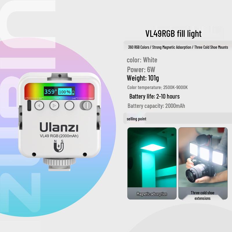 Ulanzi VL49 RGB Portable Mini Fill Light for Photography, Live Streaming, and Selfie Cameras