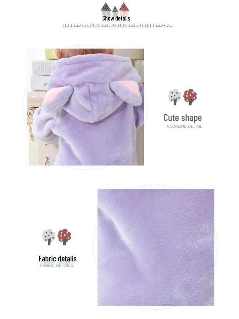 Flannel Baby Romper: Cartoon Bear, Cat, Rabbit, Sheep Onesie for Spring and Autumn