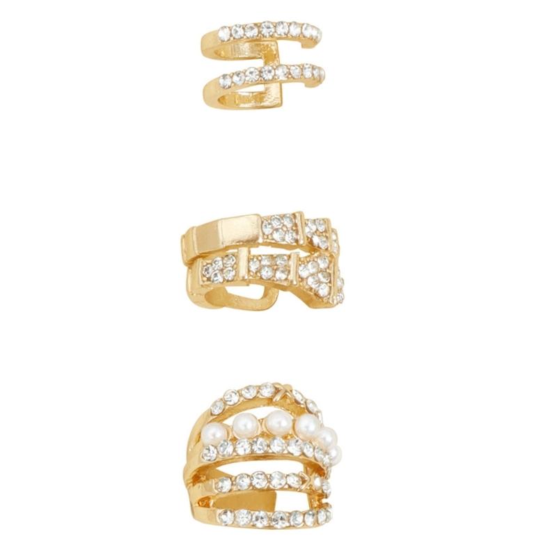 

Набор из 3 U-образных клипс для ушей с жемчугом и стразами, элегантные серьги для женщин, модные аксессуары