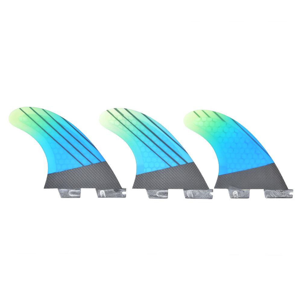 Fiberglas FCS2 Stylische blau-grüne Farbverlauf-Surfboard-Heckfinne Flexibles Surfzubehör