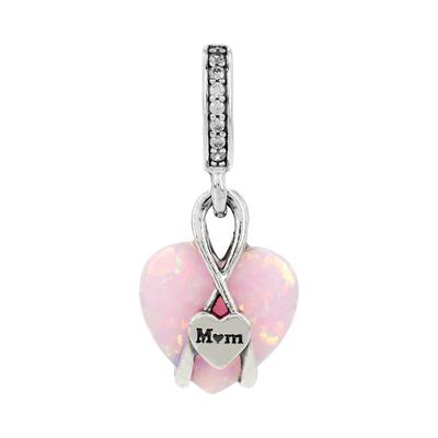 PAndora Mom Opalescent Pink Murano Pendant And Dangle Silver Charm 793202c01