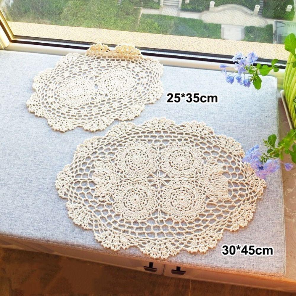 Neue Vintage Häkeldeckchen Shabby Chic Handgemacht Gehäkelte Platzsets Ovaler Tischläufer