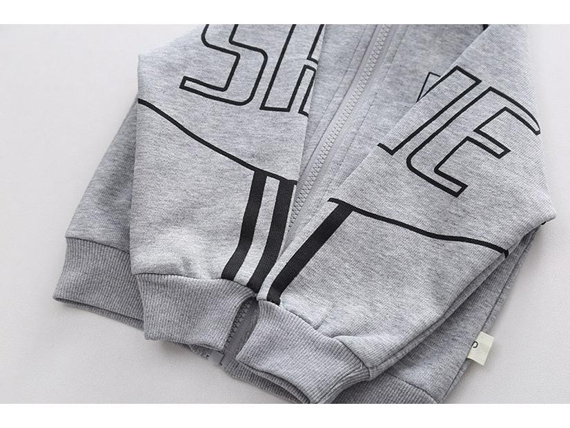 Boys' Autumn Long Sleeve Letter Print Stand Collar Two-Piece Set for Toddlers and Kids - Fashionable and Trendy