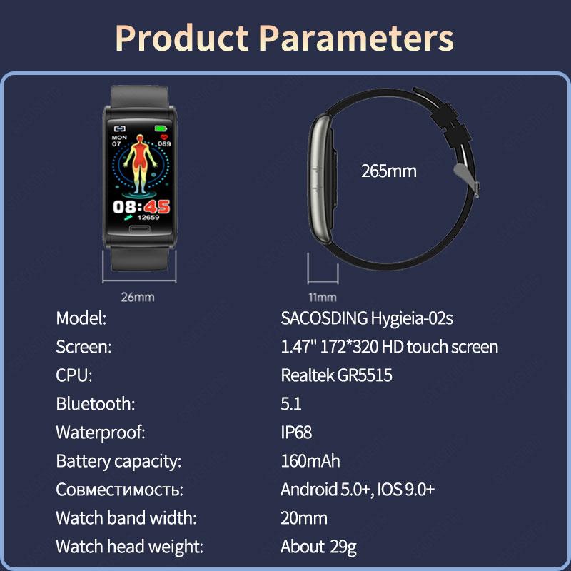 Reloj inteligente SACOSDING ECG PPG oxígeno en sangre para