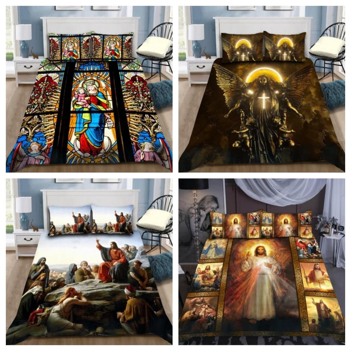 

Набір ковдр Tmarc Tee Christian Jesus Memento Mori Комплекти постільної білизни Наволочка Single 135x200cm