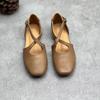 Johnature Handmade Genuine Leather Shallow Buckle Strap Sandals Versatile Soft Cowhide Women's Flat Shoes