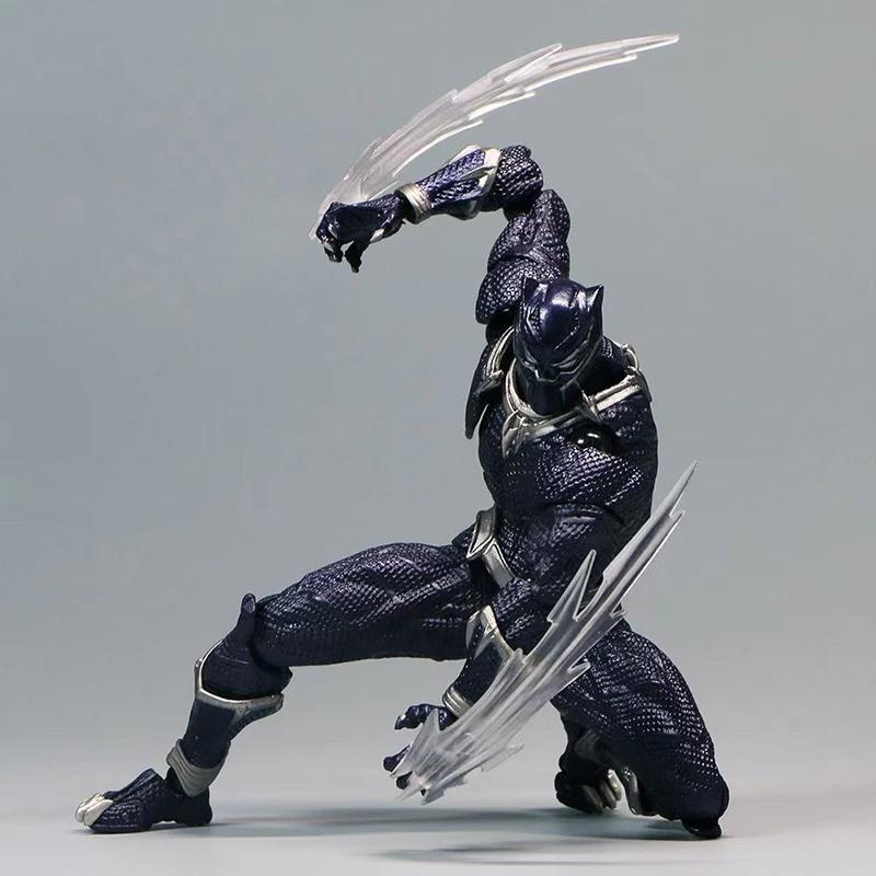 Amazing Yamaguchi Black Panther Action Figure Collection Model 15cm Kaiyodo Revoltech #030 Marvel T Challa Movable Figurine Toys