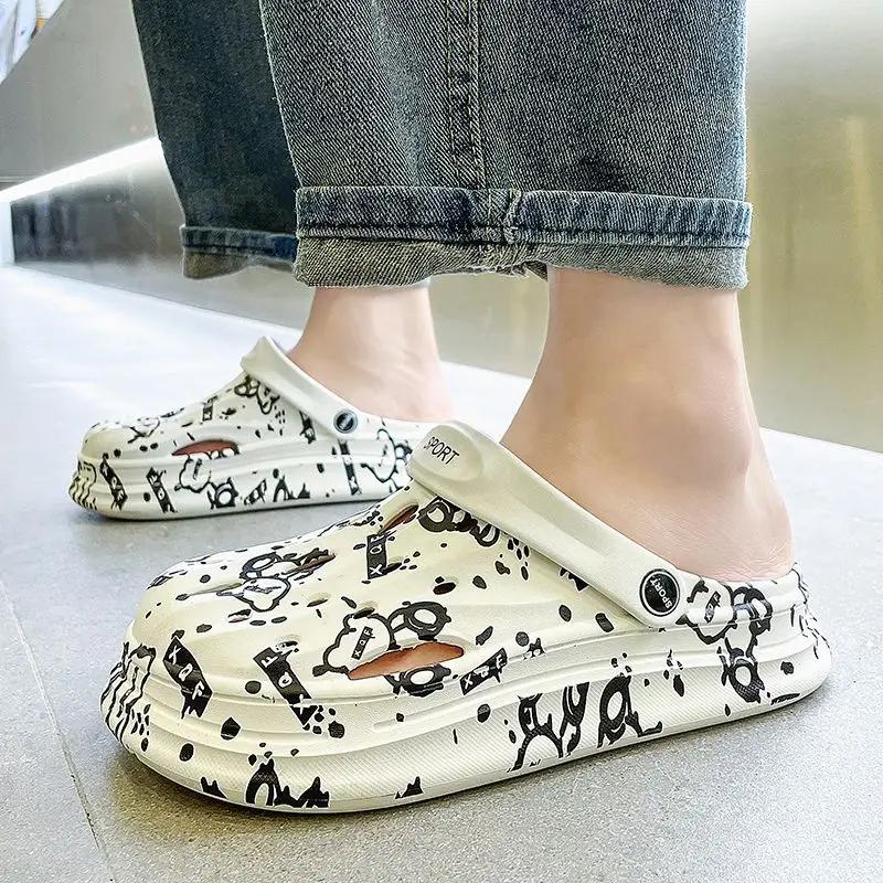 Male Slipper Eva Slides Height Beach Clappers 2024 Casual Men's Shoe Cheap Shoes Korean Style Fashion Elegant Summer Sale Style