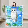 Cat Frutiger Aero Dreamcore Fleece Blankets Funny Throw Blanket for Home 200x150cm Plush Thin Quilt