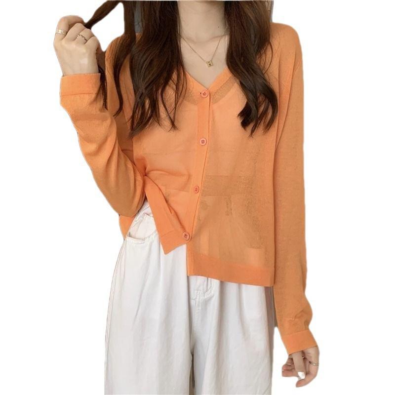 2024 Korean Style V-Neck Loose Knit Cardigan - Spring & Autumn Women's Long Sleeve Outerwear