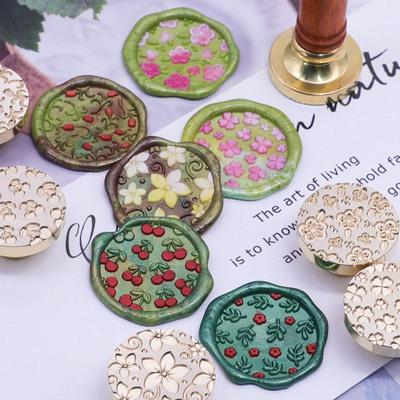 Busta Fiori di Ciliegio Piante Foglie Timbro Sigillo in Cera Retro Antico Cera Sigillante Timbri Scrapbooking Matrimonio Invito Decorativo