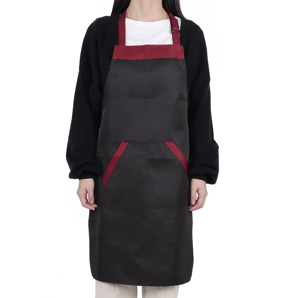 77x62cm Comfortable Waterproof Kitchen Cooking Apron Working Apron with Pockets for Hotel HomeBlack