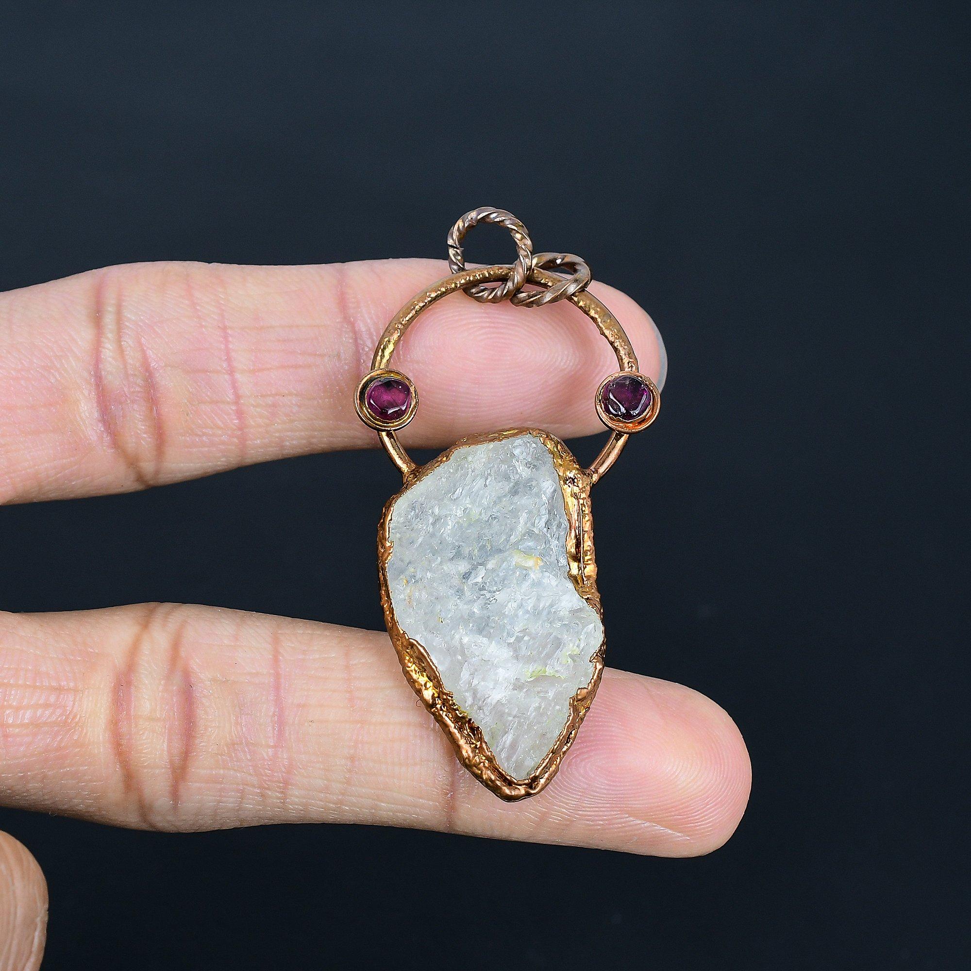 

Clear Quartz Pendant Gemstone Jewelry, Copper Electroformed Pendant, Handmade Jewelry Birthstone Pendant, Gift For Him 2.55 Inches