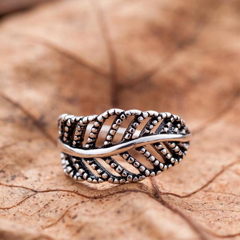 925 Silver Leaf Aesthetic Rings For Women Couple Accessories Vintage Luxury Elegant Fine Jewelry Gifts Prevent Allergy