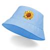 Sunflower Print Bucket Hat , Flower Fisherman Hat Trendy Simple Sun Protection Fishing Cap