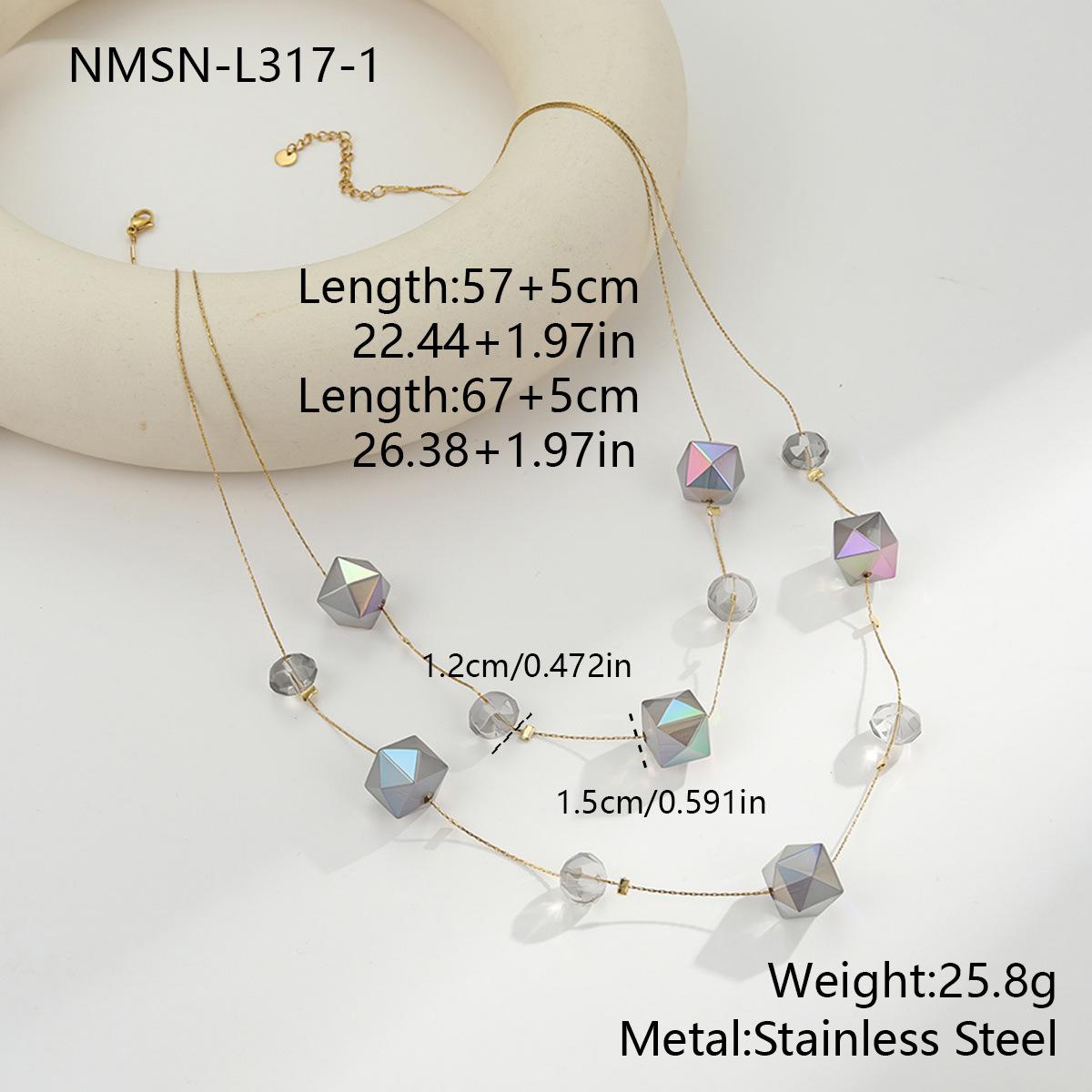 GEMCHIC Women s Long Geometric Resin Bead Necklace Fashion Layered Chain Sweater Necklace Elegant Statement Jewelry