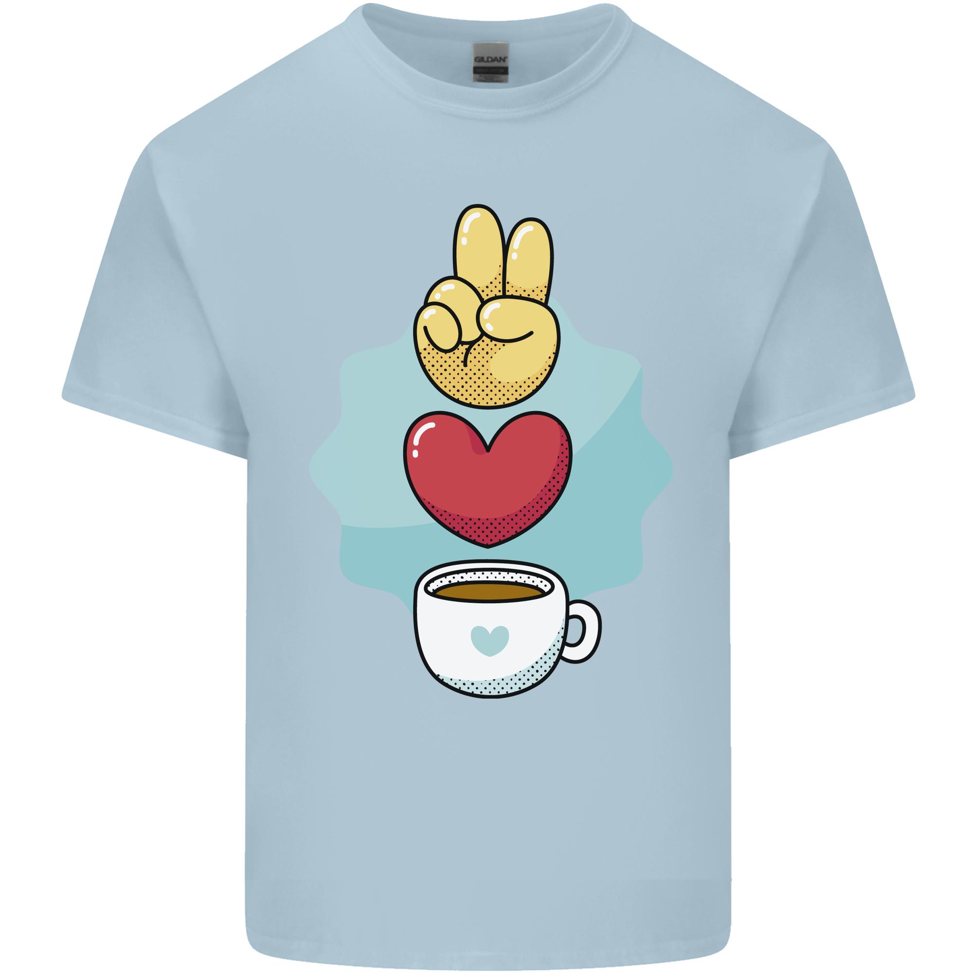 Peace Love Coffee Unisexs Light Cotton TShirt S