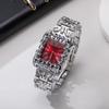 Men Y2K Black Quartz Watch Irregular Dial Retro Fashion Wristwatch