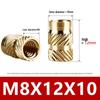 Tu Ba Copper Nut: Hot Melt, Double Diagonal, Knurled, Through-Hole Embedded Insert M1-M8.