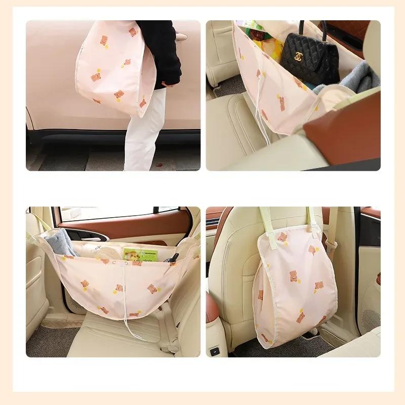 Car Storage Net Pocket Hanging Bag Multifunctional Rear Seat Back Tundish Bag Storage Bag Cute Car Storage Auto Trunk Organizer