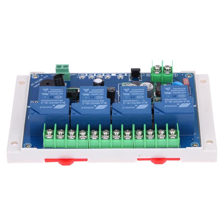 Four-Channel 30A DC 12V-48V Relay Remote Control Switch for Motorized Gate