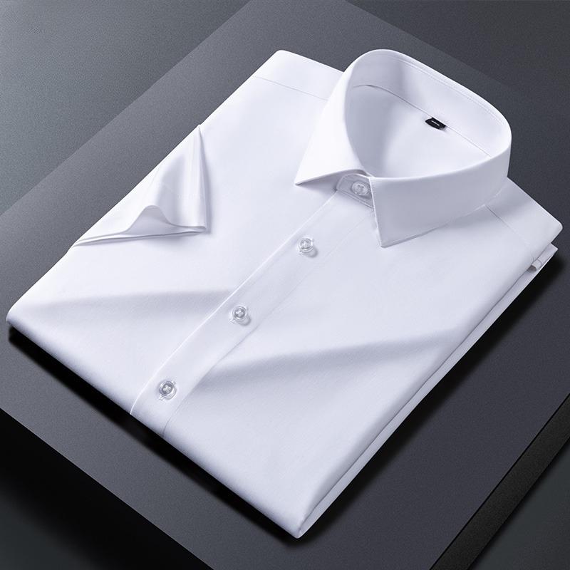 Luxury hight qulity short sleeve shirts for men Silk slim fit formal shirt summer thin  hawaiian clothes soft ModaL office tops