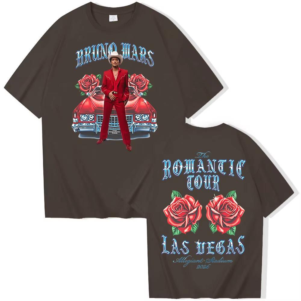 Bruno Mars Love Trip From Las Vegas To Phoenix USA 2026 Rosecolored Unisexs Tshirt Unisex Cotton Oneck Shortsleeved