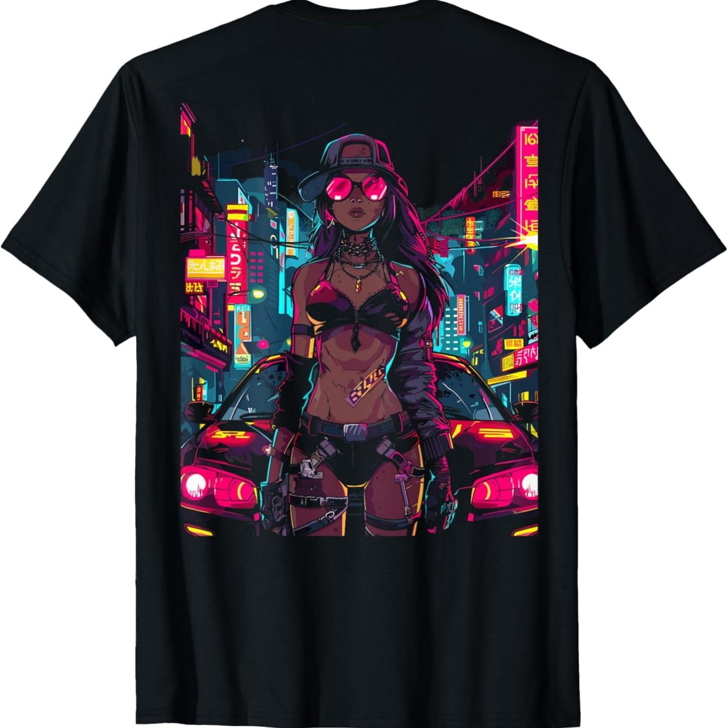

Cyberpunk Girl Car Back Printed T-Shirt(7) S